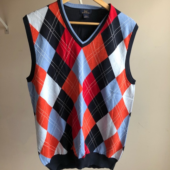 blue argyle vest